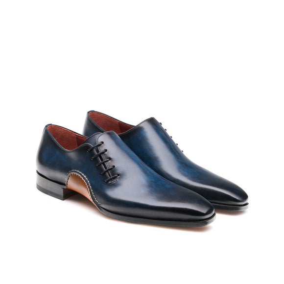 Navy Blue Leather Cobar Oxfords Shoes