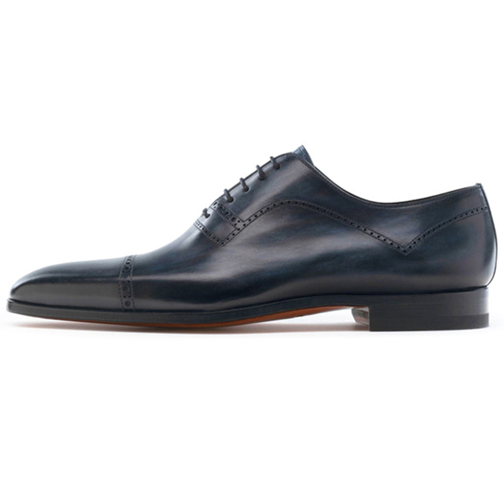 Height Increasing Navy Blue Leather Crofton Brogue Oxfords