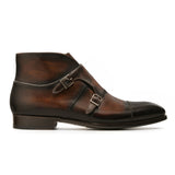 Height Increasing Brown Leather Cosham Monk Strap Boots
