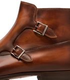 Height Increasing Brown Leather Bordeaux Monk Strap Boots