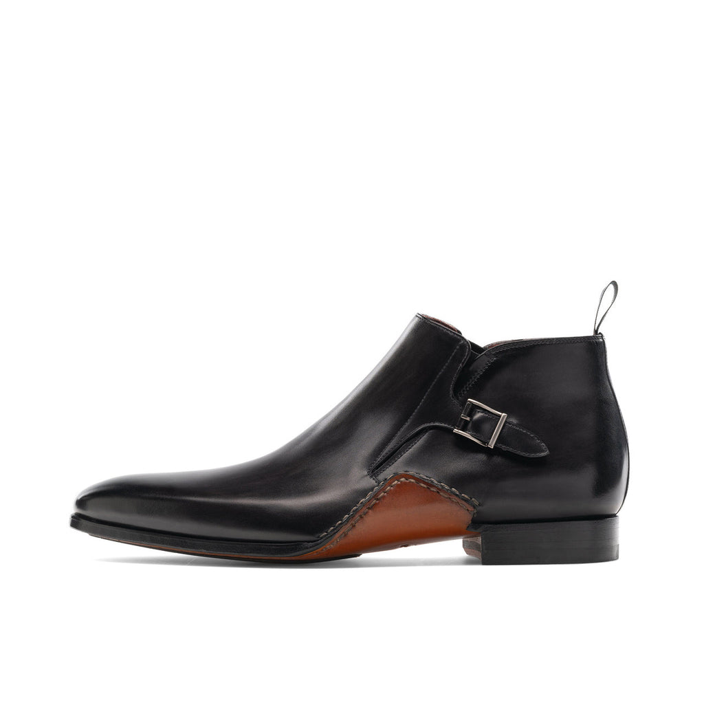 Height Increasing Black Leather Forbes Single Monk Boot