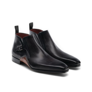 Black Leather Forbes Single Monk Boot