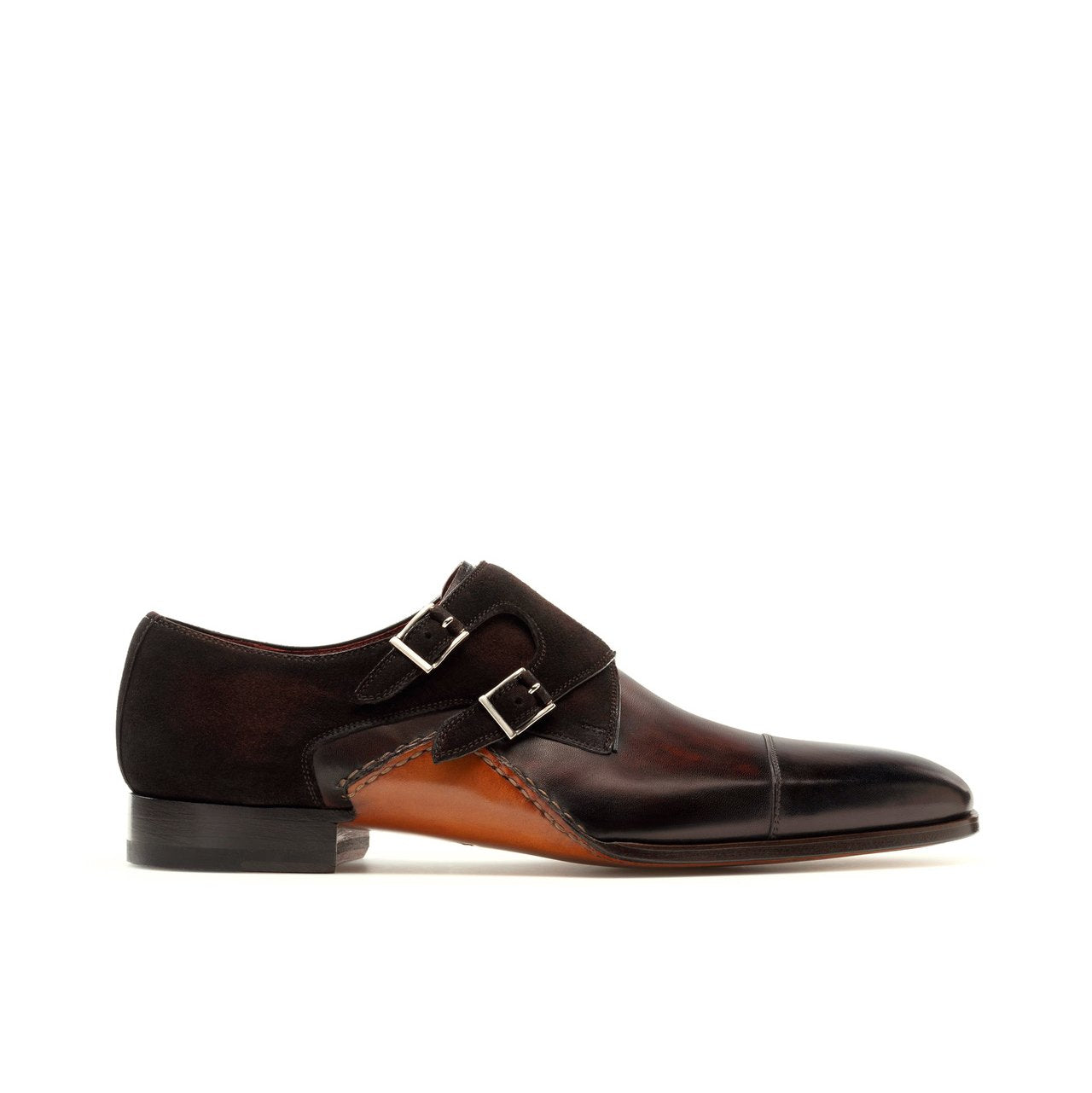 Flat Feet Shoes - Brown Leather & Suede Bourke Monk Straps Shoes with Arch Support