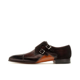 Flat Feet Shoes - Brown Leather & Suede Bourke Monk Straps Shoes with Arch Support
