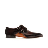 Height Increasing Brown Leather & Suede Bourke Monk Straps Shoes
