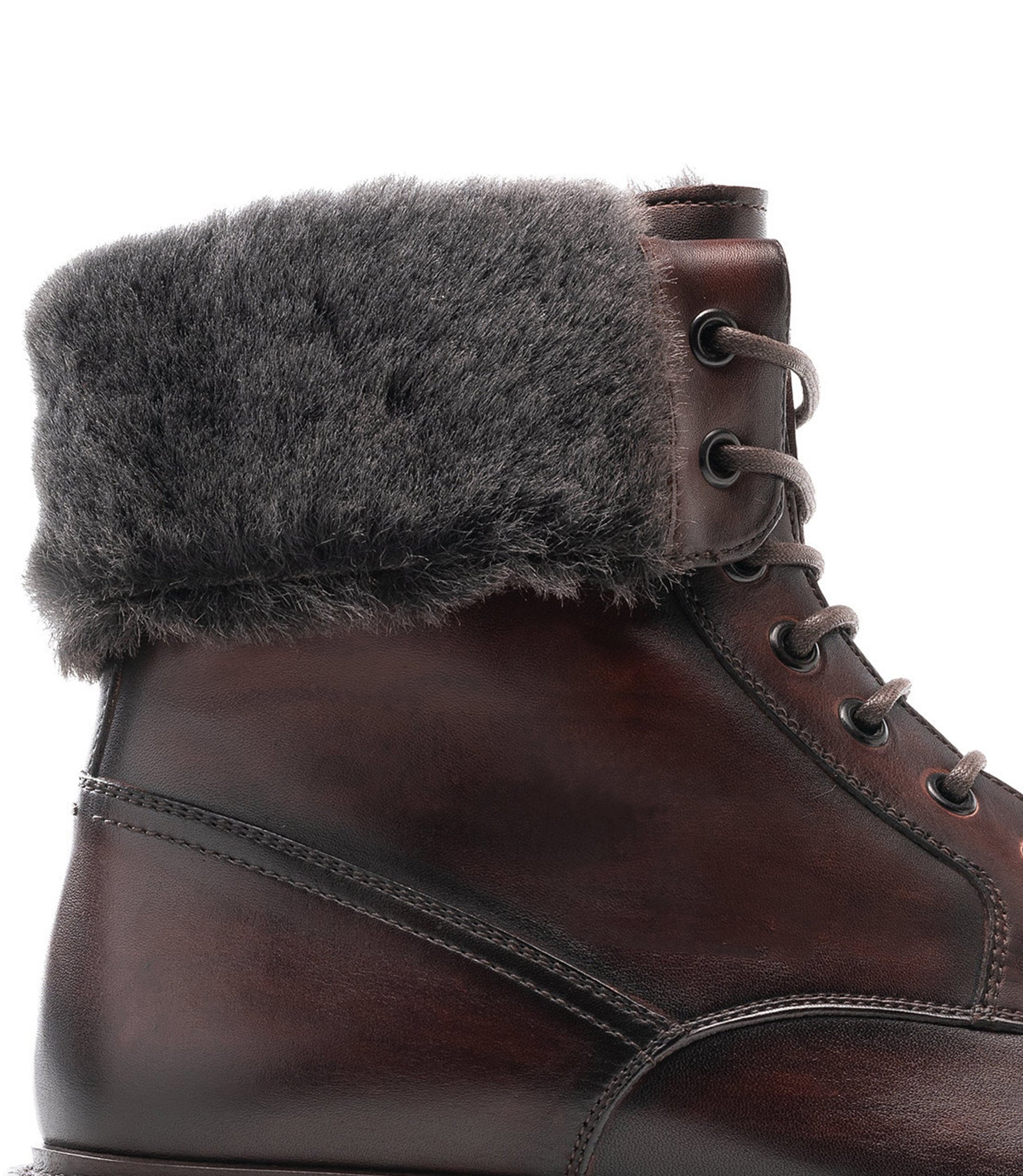 Height Increasing Brown Leather Avigon Chunky Derby Boots