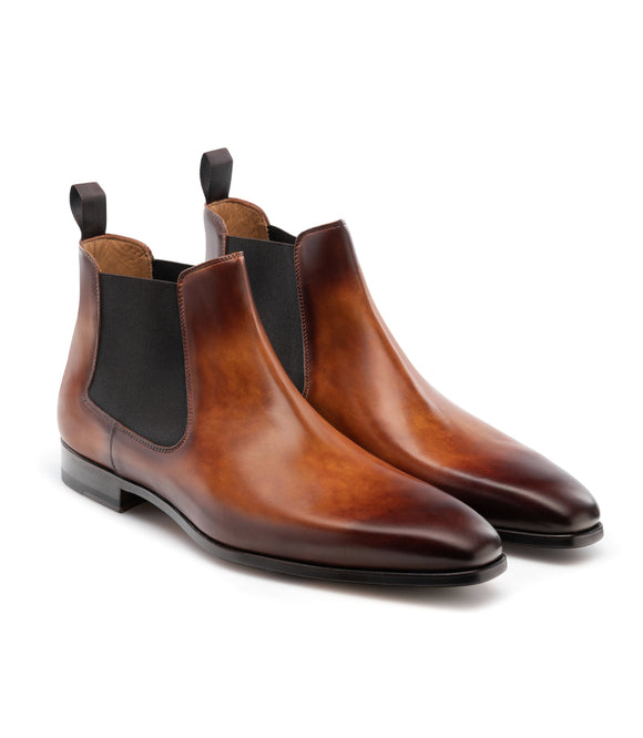 Flat Feet Shoes - Tan Leather Fenland Slip On Chelsea Boots