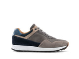 Height Increasing Grey Suede and Navy Leather Tavua Lace Up Running Sneaker Shoes