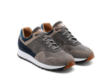 Grey Suede and Navy Leather Tavua Lace Up Running Sneaker Shoes