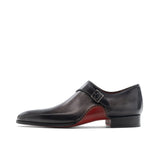 Height Increasing Black Leather Bathurst Monk Straps Shoes