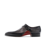 Flat Feet Shoes - Black Leather Bathurst Monk Straps Shoes with Arch Support