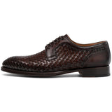 Height Increasing Brown Braided Leather Holloway Derby Shoes