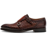Height Increasing Brown Braided Leather Holloway Monk Straps