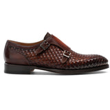 Height Increasing Brown Braided Leather Holloway Monk Straps
