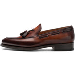 Height Increasing Brown Leather Barbican Tassel Loafers
