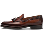 Flat Feet Shoes - Brown Leather Barbican Tassel Loafers with Arch Support