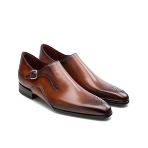 Height Increasing Brown Leather Victoria Monk Straps Shoes
