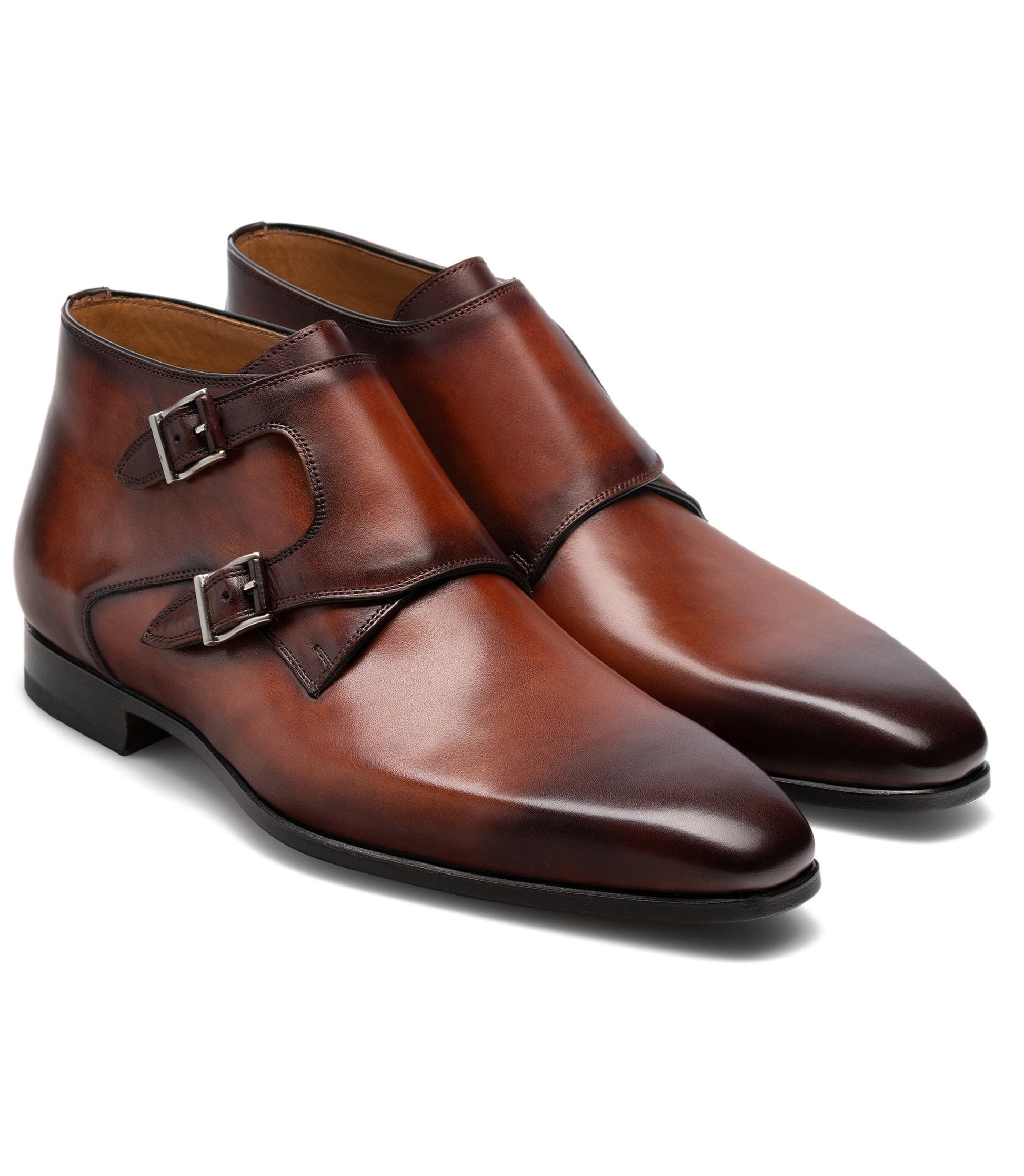 Flat Feet Shoes - Brown Leather Chambery Monk Strap Boots with Arch Support
