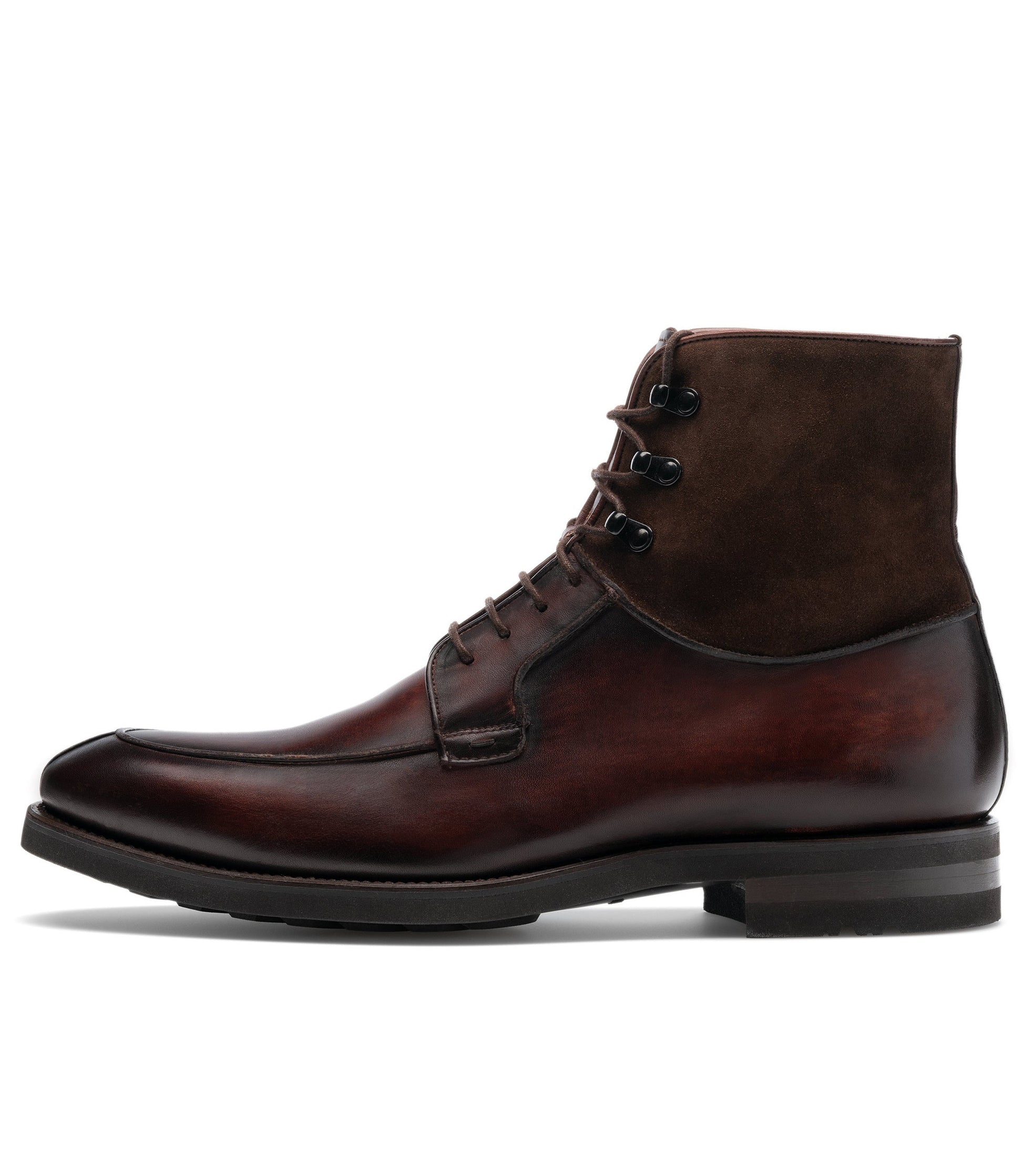 Height Increasing Brown Leather Amines Chunky Derby Boots – Costoso ...
