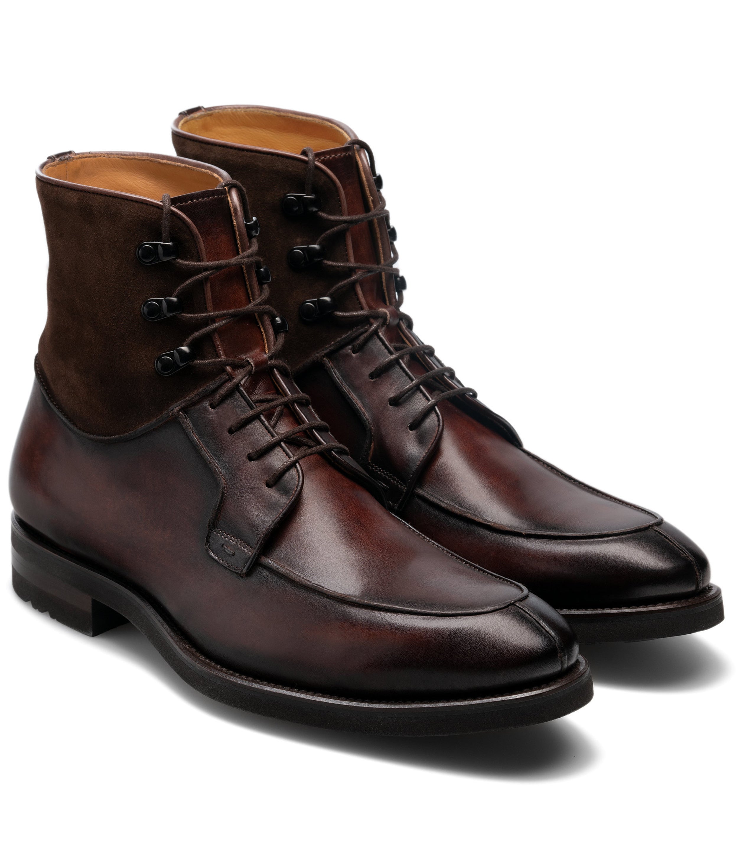 Brown Leather Amines Chunky Derby Boots - Hiking and Trekking Boots ...