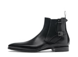 Height Increasing Black Leather Dubbow Chelsea Boots