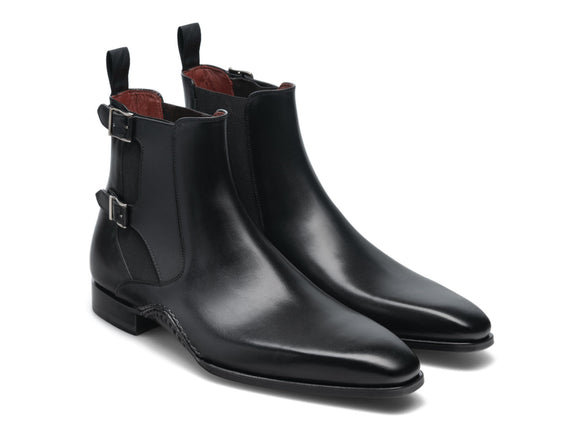 Height Increasing Black Leather Dubbow Chelsea Boots