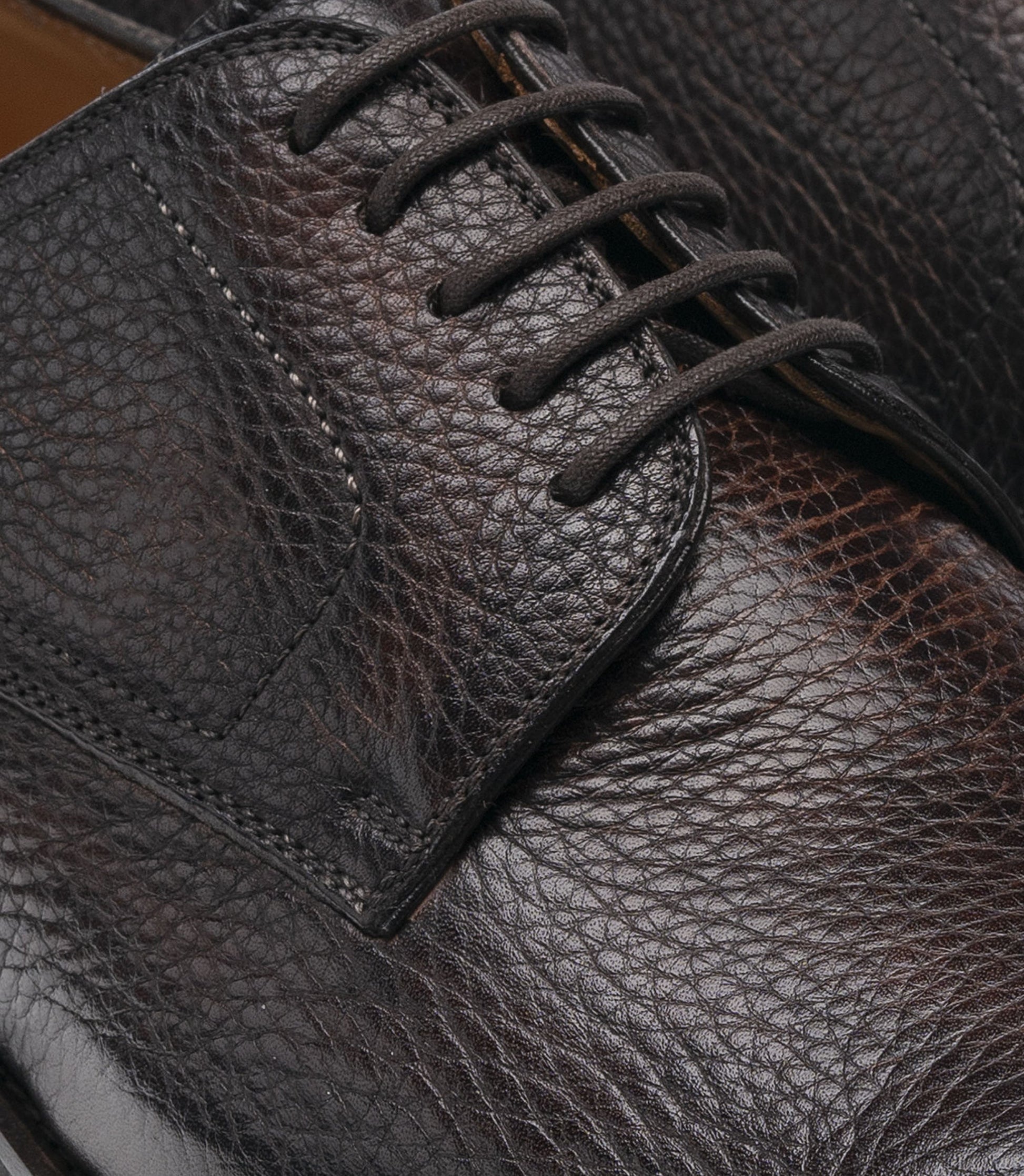 Height Increasing Brown Leather Scripton Chunky Derby Shoes