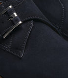 Flat Feet Shoes - Navy Blue Suede Cheshire Monk Strap Shoes with Arch Support