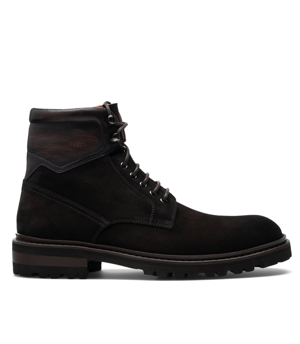 Flat Feet Shoes - Brown Suede Boston Chunky Oxford Boots with Arch Support - Hiking and Trekking Boots