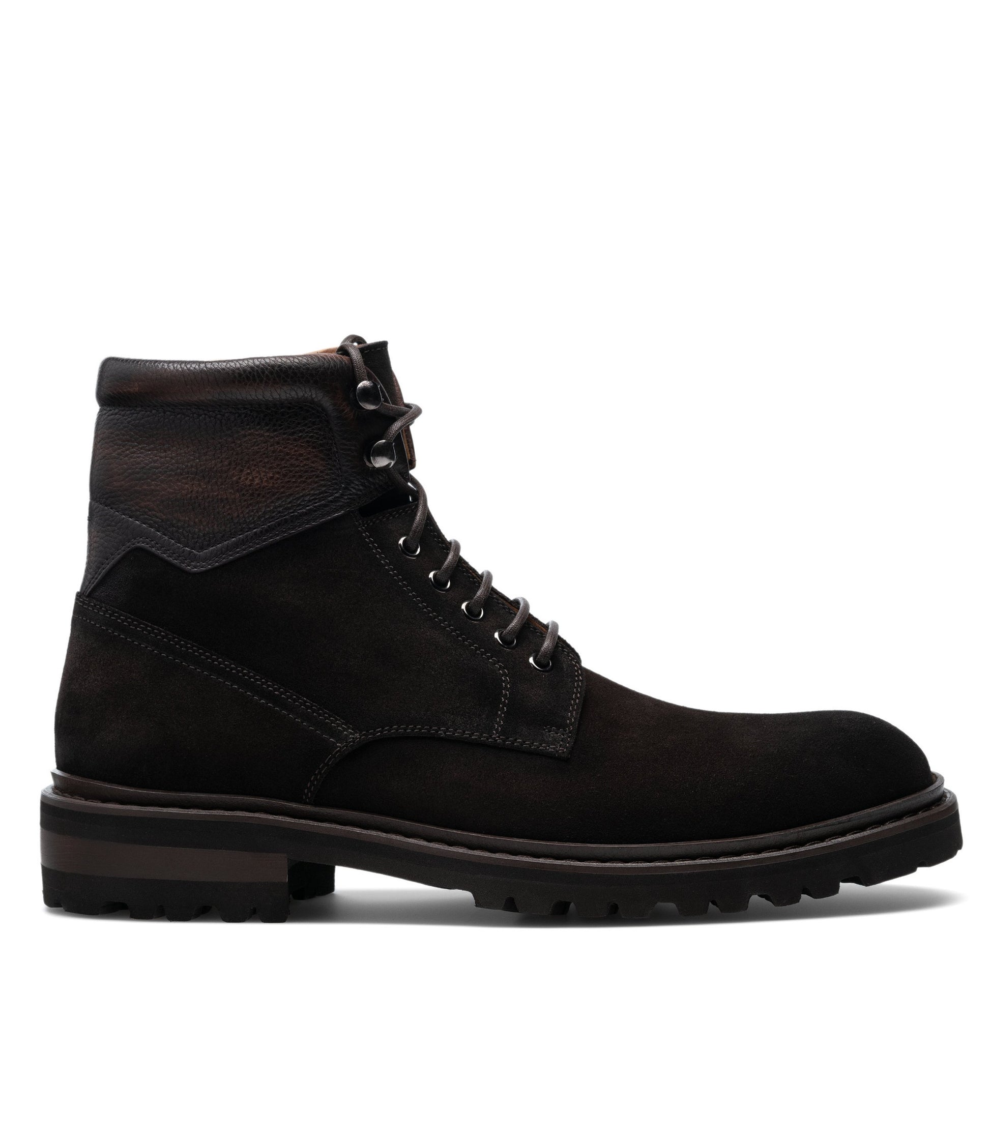Flat Feet Shoes - Brown Suede Boston Chunky Oxford Boots with Arch Support - Hiking and Trekking Boots