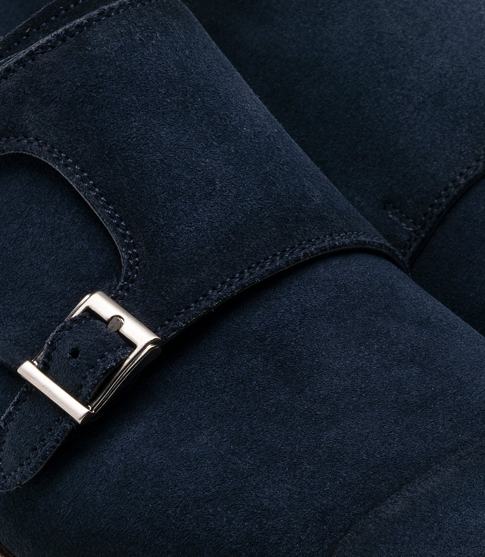 Height Increasing Blue Suede Gariton Monk Strap Shoes