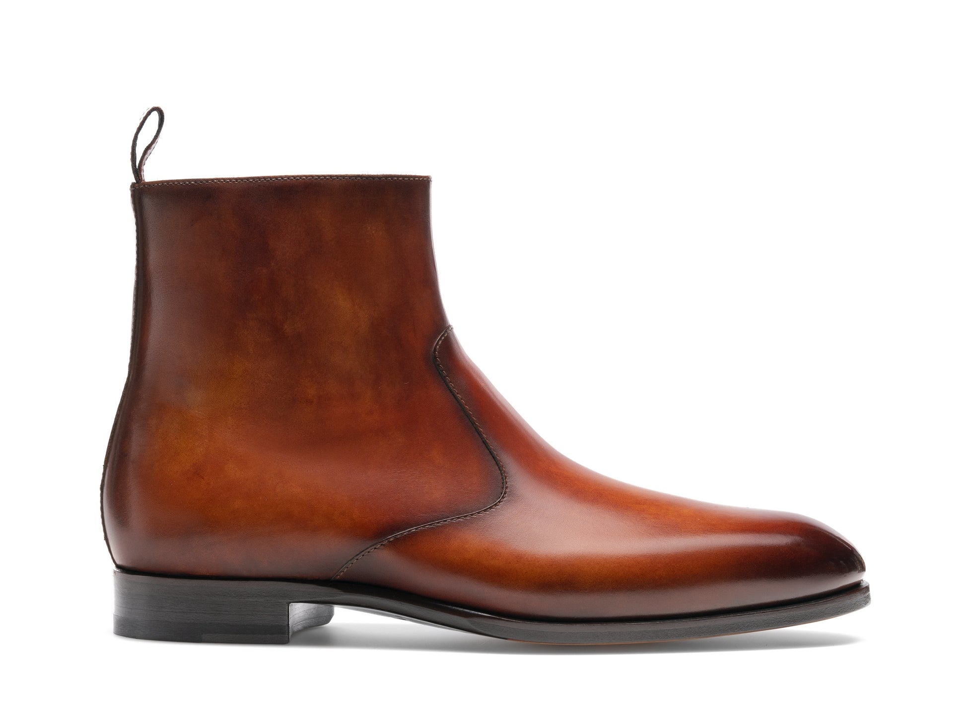 Tan Leather Burow Zipper Boots