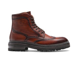 Height Increasing Tan Leather Travise Chunky Derby Boots