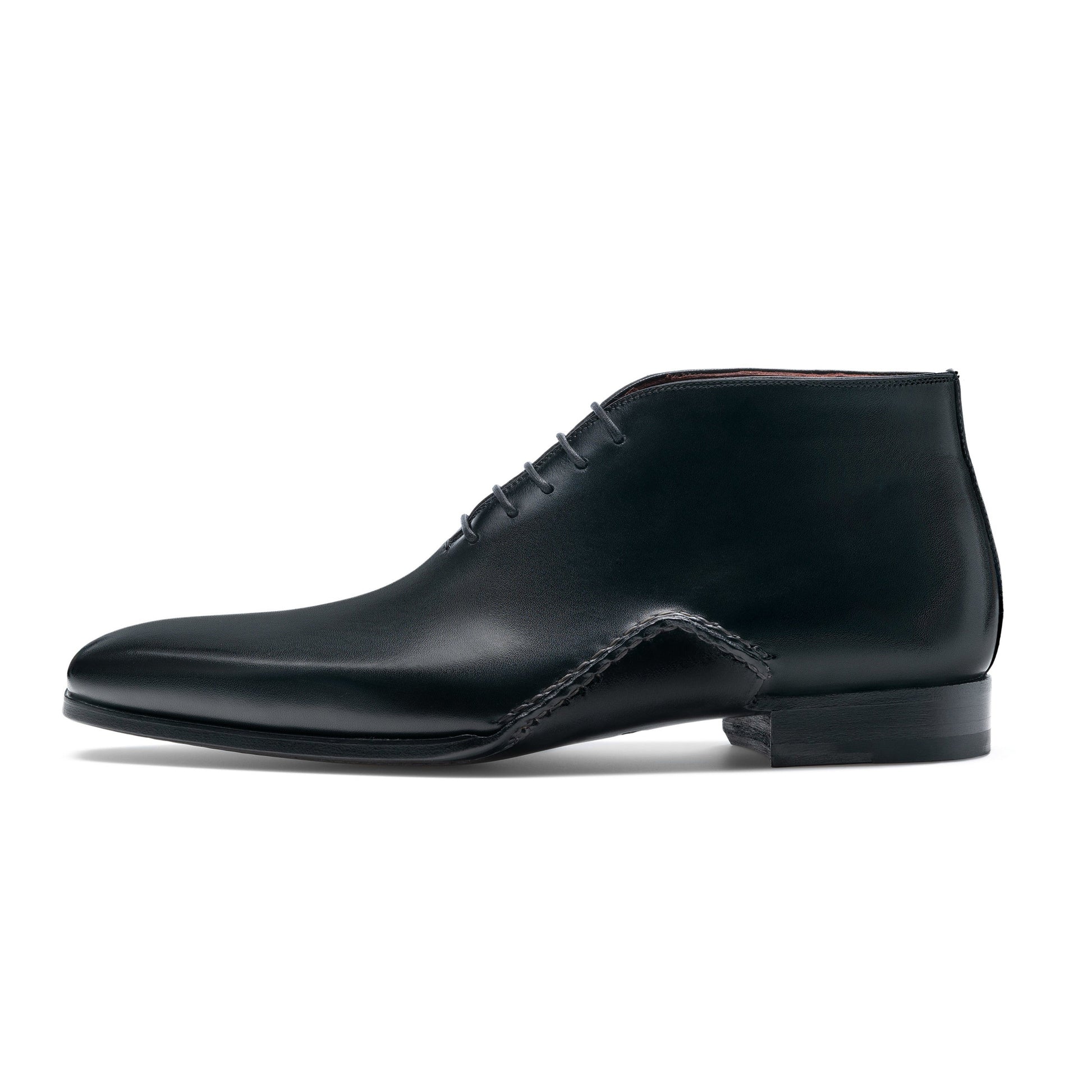 Height Increasing Black Leather Forbes One Whole Cut Lace Up Boot