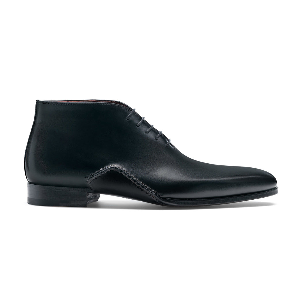 Height Increasing Black Leather Forbes One Whole Cut Lace Up Boot