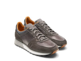 Height Increasing Grey Suede and Leather Nausori Lace Up Running Sneaker Shoes