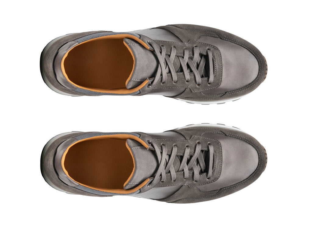Height Increasing Grey Suede and Leather Nausori Lace Up Running Sneaker Shoes