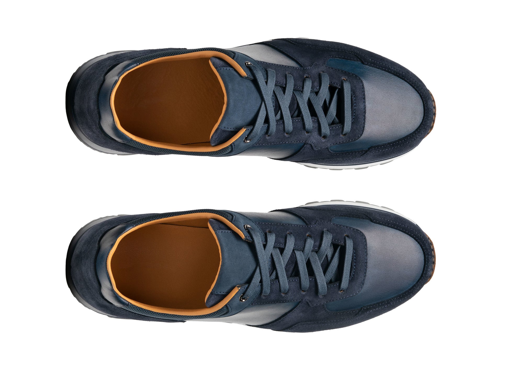 Navy Blue Suede and Leather Nausori Lace Up Running Sneaker Shoes