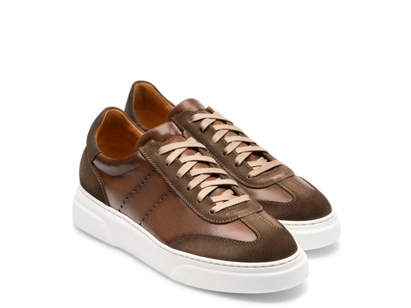 Height Increasing Brown Suede and Leather Navua Lace Up Sneakers