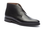 Flat Feet Shoes - Black Leather Fylde Lace Up Chukka Boots with Arch Support