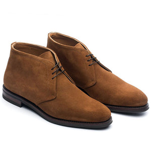 Height Increasing Tan Suede Epsom Lace Up Chukka Boots