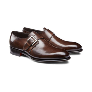 Height Increasing Brown Leather Bromley Monk Straps