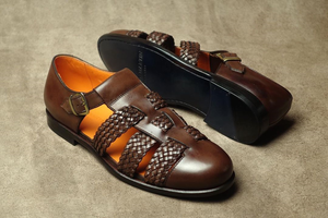 Brown Braided Leather Palmas Sandal Loafers