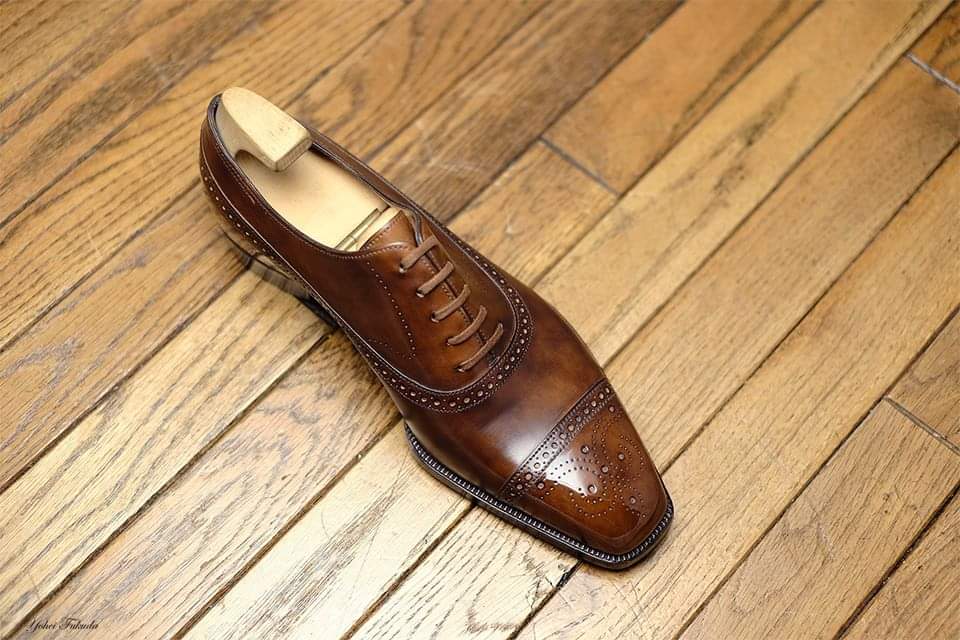 Tan Leather Callista Brogue Toe Cap Oxfords