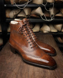 Tan Leather Dawson Brogue Lace Up Boots