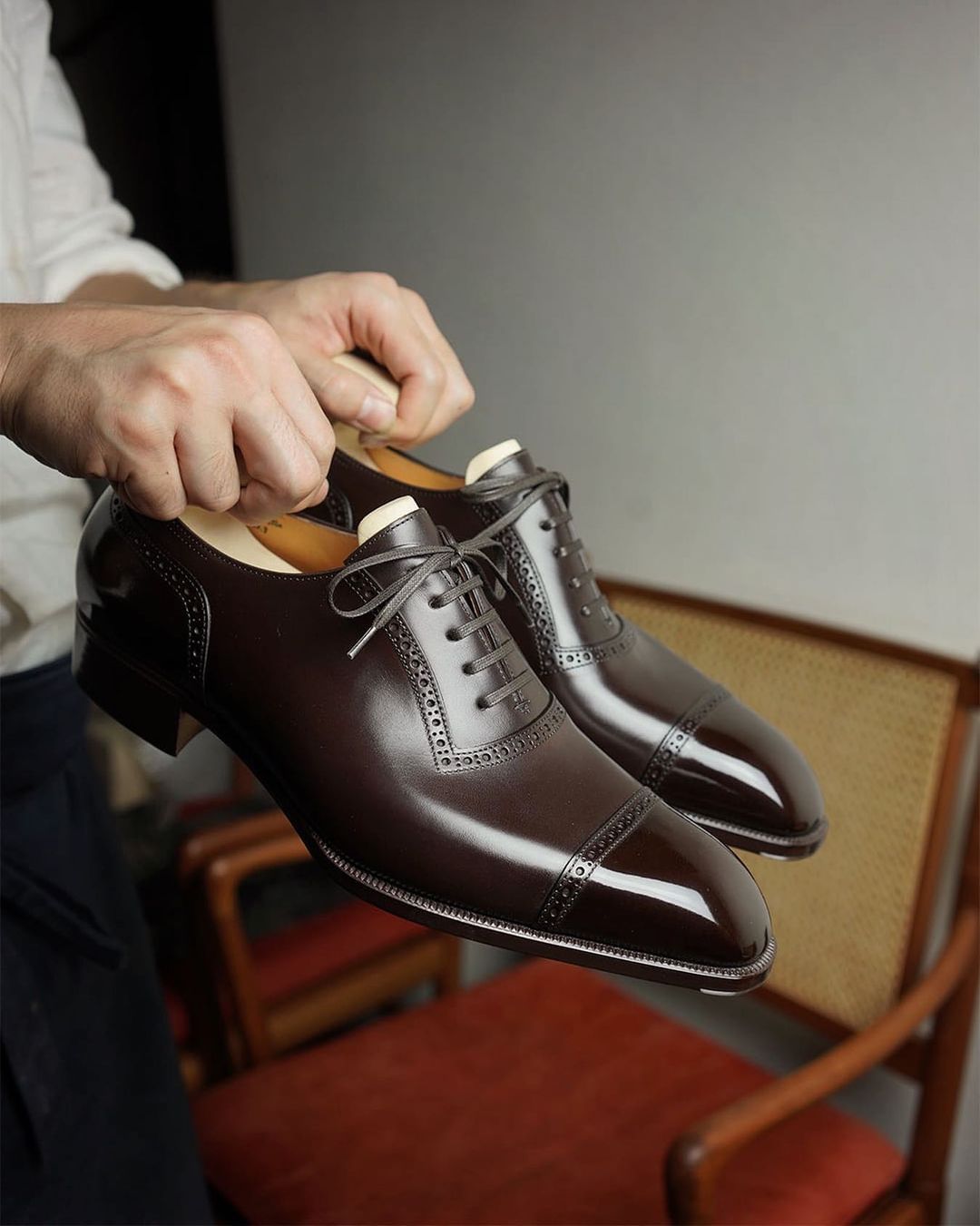 Brown Leather Orlaith Brogue Toe Cap Oxfords