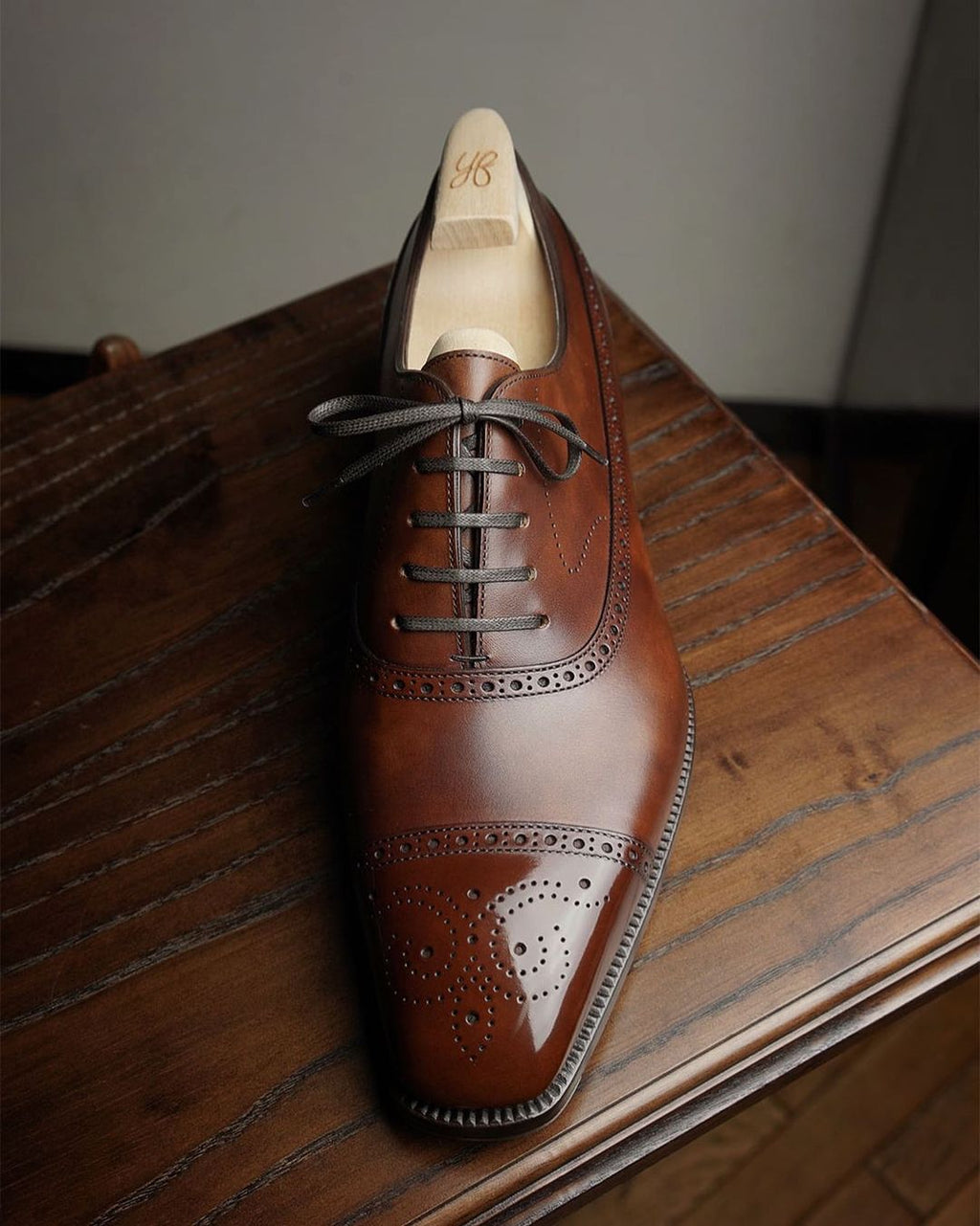 Tan Leather Callista Brogue Toe Cap Oxfords