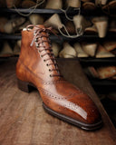 Tan Leather Dawson Brogue Lace Up Boots