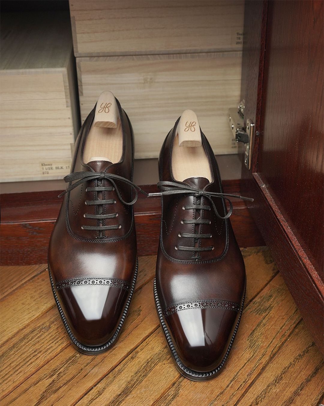 Brown Leather Emrys Toe Cap Oxfords