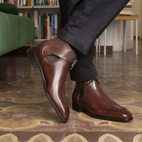 Brown Leather Cowra Chelsea Boots
